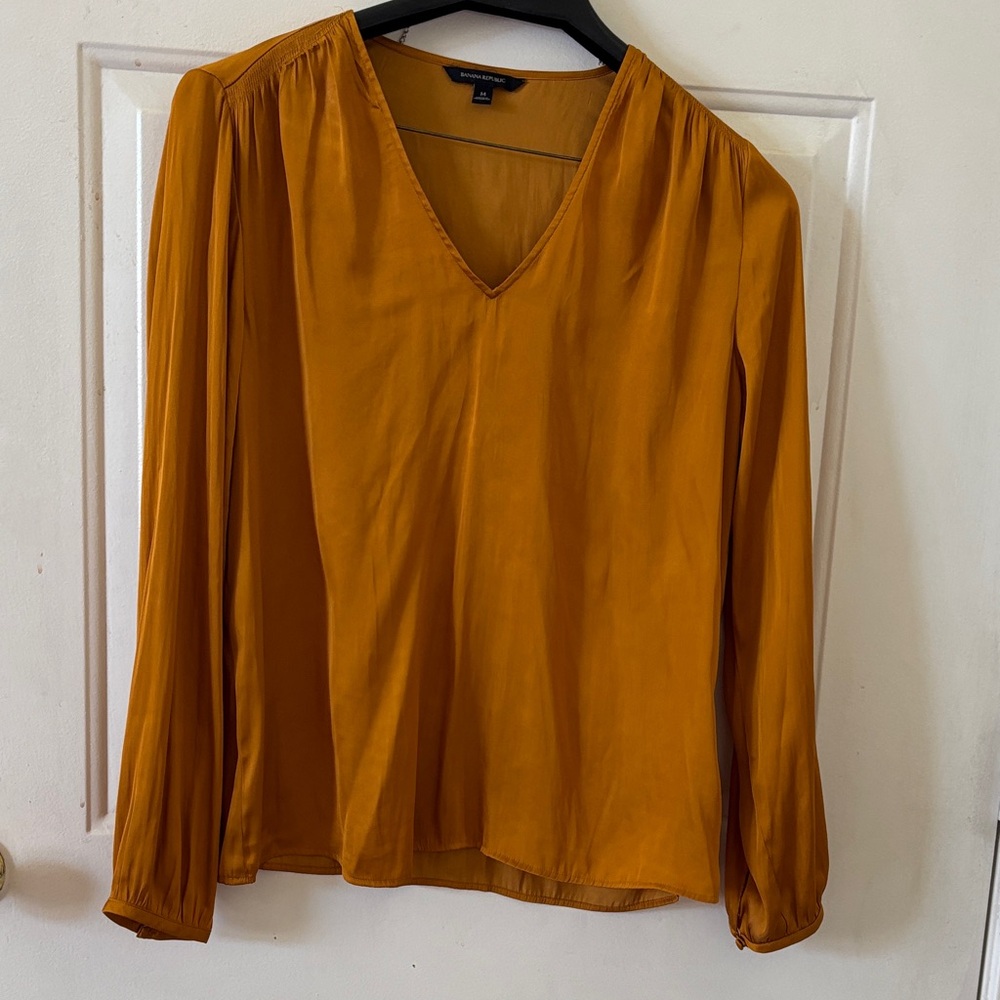 Banana Republic Golden Mustard V-Neck Long-Sleeve Blouse